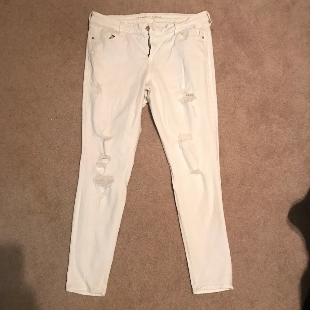Women’s White Distressed Jeans- Old Navy